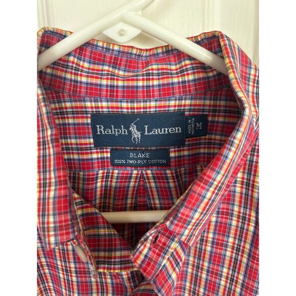 Ralph‎ Lauren Blake Red Plaid Button Down Shirt Size Medium - Picture 3 of 3